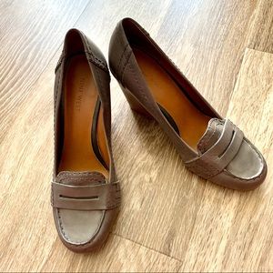 Nine West Gray Leather Wedges